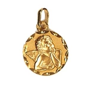 Médaille Ange Ronde 14Mm Bords Diamantes
