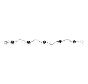 Ceranity Steel - Bracelet Acier Ondule 5 Céramique Noire 18+2Cm