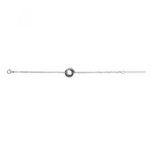 Ceranity Steel - Bracelet Acier Et Anneaux Céramique Noire Entrelace 16+3Cm