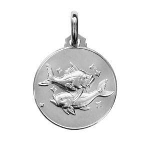 Medaille Argent Rhodie Zodiaque Poissons