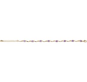 Bracelet Plaqué Or Pierres Synthetiques Violettes 17+3cm