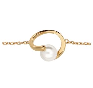Bracelet Plaqué Or Perle Blanche Imitation 15+2cm